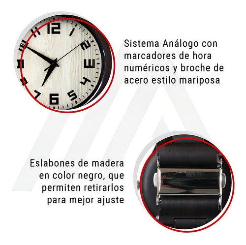 Reloj De Hombre Correa De Madera Negro Dial Numérico