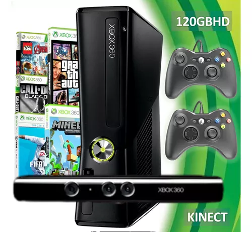 Console Xbox 360 Slim 4gb + 2 Controles E 1 Jogo - Usado