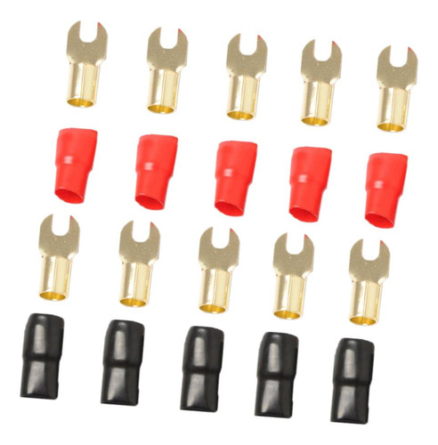 5 Pares 4 Awg Car Audio Wire Fork Terminal Conector Latón