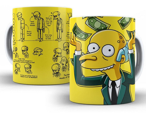 Caneca Simpsons, Sr Burns,   Porcelana 325ml