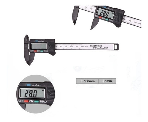 Imagen 3 de 4 de Calibre Digital Fibra De Carbono Lcd Modelo 2019 Local