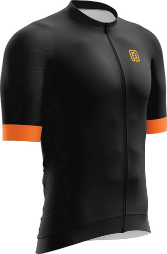 Camisa Ciclismo Free Bike Preto Com Laranja