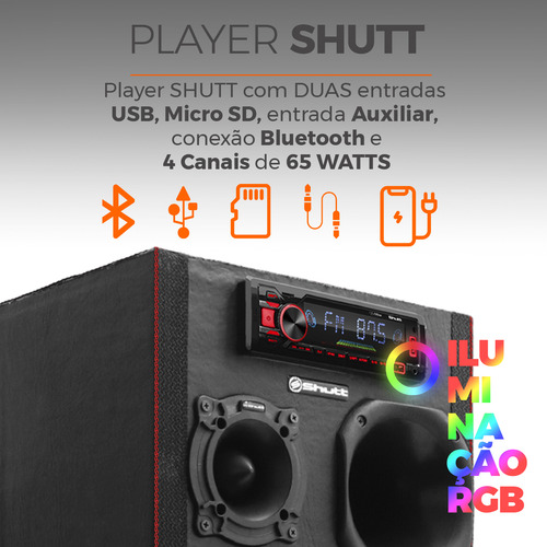 Caixa De Som Bob Residencial Shutt 1260w Completa + Módulo