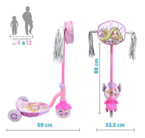 Scooter Para Niña Apache Barbie Con Luces