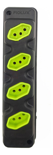 Tomada Em Barra 4 Tomadas 10a/20a Bivolt Três Pinos Robust Cor Preto
