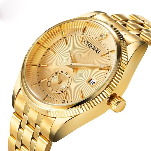 Relógio Feminino E Masculino Dourado Importado +frete Gratis