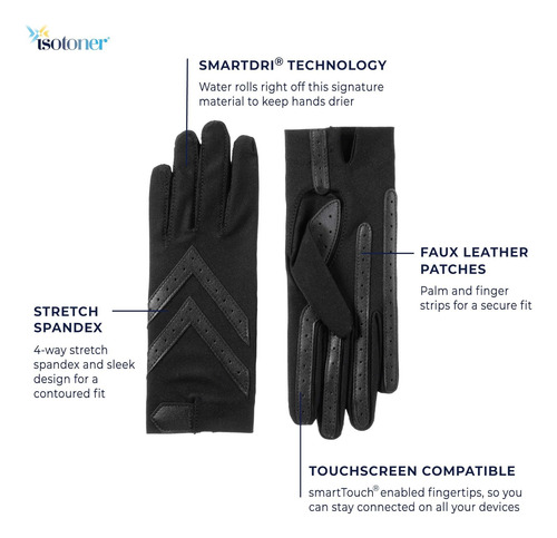 Isotoner Women's Spandex Shortie Touchscreen Gloves Large Ab