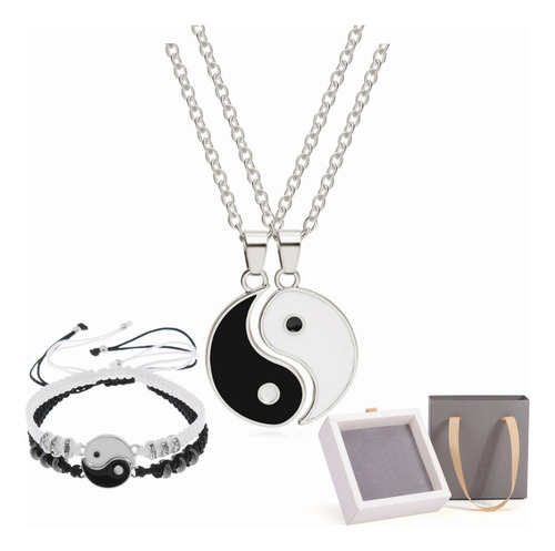 Yin Yang Juego De Pulseras Con Collar, Pulseras Ajustable