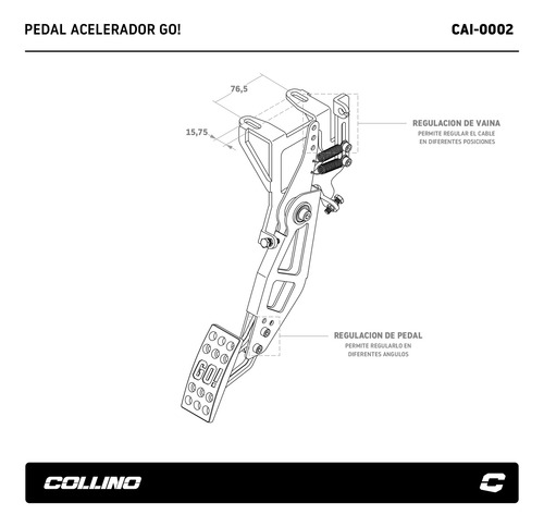 Imagen 2 de 5 de Pedal Acelerador Collino Go! Para Pedalera Colgante