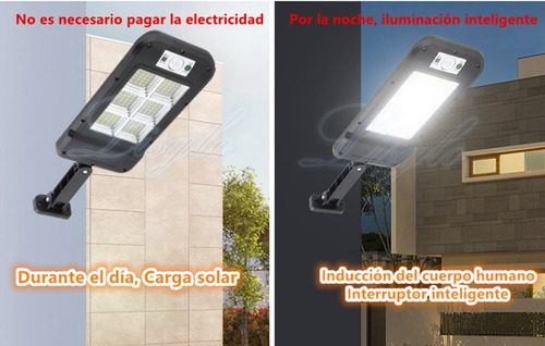 Imagen 4 de 10 de 120 Led Lampara Solar Pared Sensor 3modos+4500mah+remoto 60w