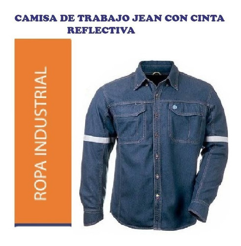 Camisa De Trabajo Jean Con Cinta Reflectiva 