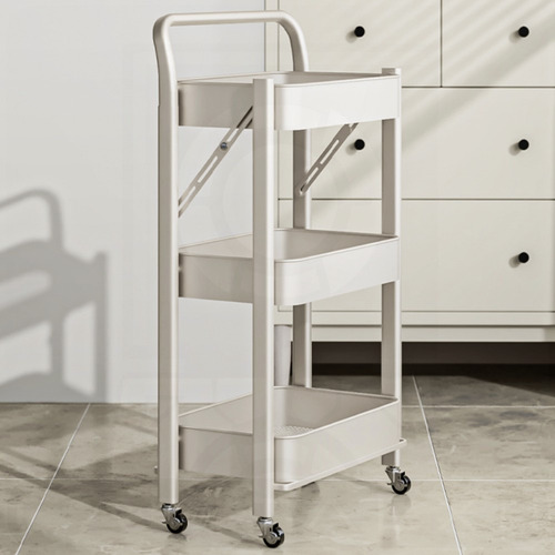 Carrito Organizador Plegable 3 Niveles Hogar Baño Multiusos Color Blanco