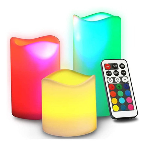 Set De 3 Velas Led Con Control Remoto Fiestas Bodas