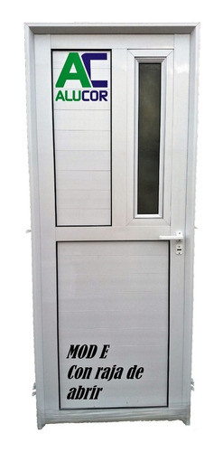 Puerta Aluminio Blanco 80x200 Con Raja De Abrir