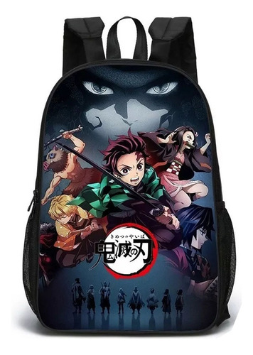 Demon Slayer Doble Cara Mochila Escolar Portátil Bolsa #03