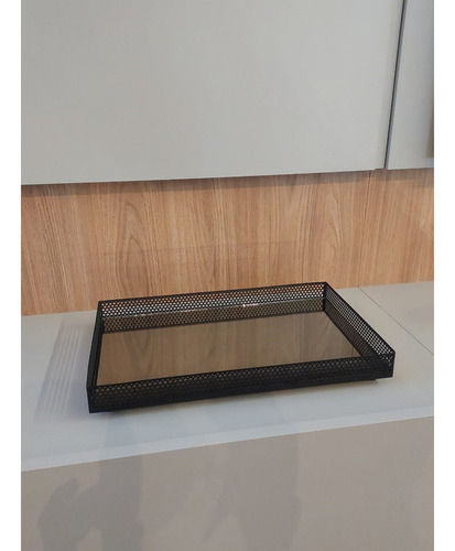 Bandeja Café-bebidas-servir- Decorar-modelo Trevos 20x30cm Cor Preta