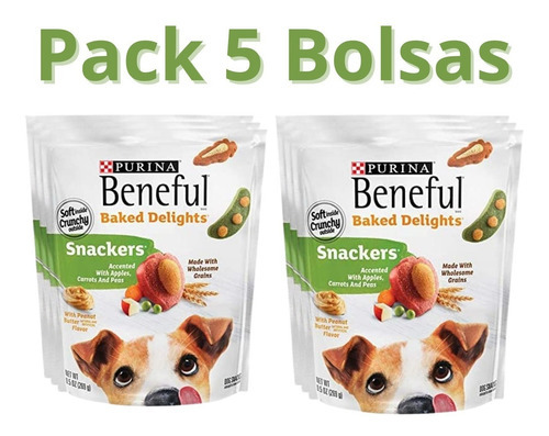 5 Bolsas De Premios Beneful Baked Delights Snackers 269 Gr