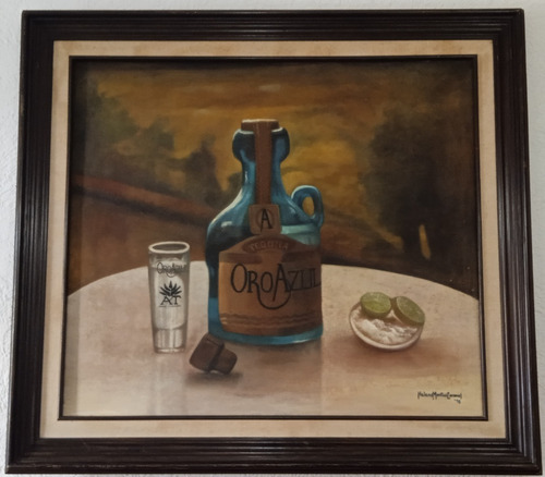 Pintura Al Óleo  Botella De Tequila  101 Cm X 91 Cm