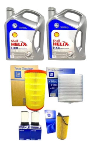 Kit 8l Aceite Shell Helix 5w40 + 5 Filtros S10 2.8 2012a2022