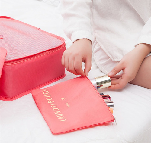 Set De 6 Organizadores Para Valija Travel Pouch Celeste