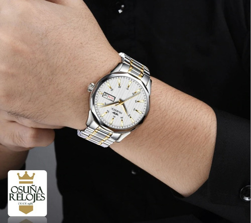Relógio Masculino Luxo Original Dourado Prata Pronta Entrega