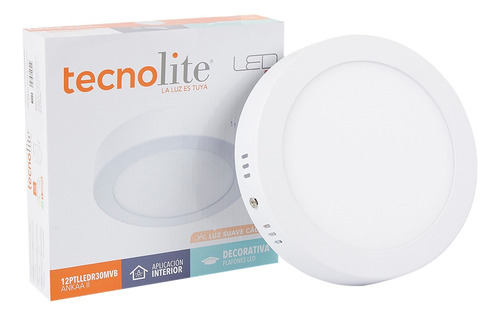 Lámpara Sobreponer 12w Blanca Tecnolite Luz Cálida 3000k