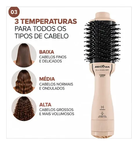 Escova Secadora Britânia Bivolt 1300W Soft BEC07R