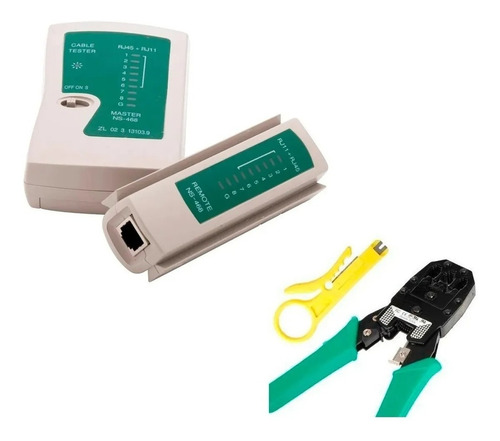 Imagen 2 de 7 de Combo Crimpeadora + Pelacable + Tester De Red Utp Rj45