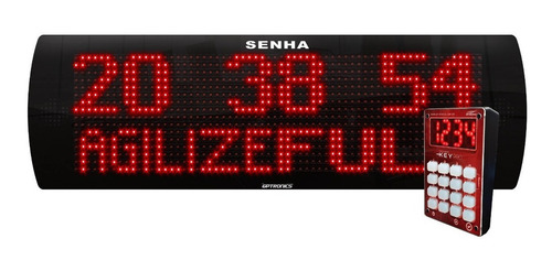 Painel Senha Alternada C/ Mensagem Teclado Numérico 64x16cm
