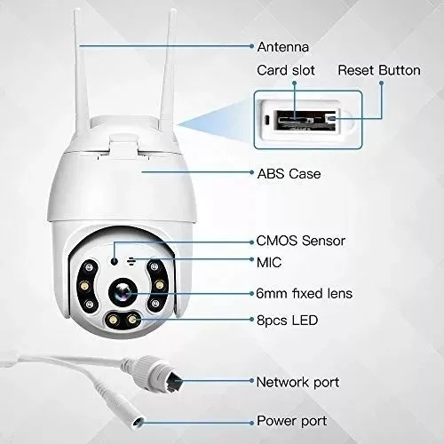 Camara De Seguridad Wifi Ip 360° Robotizada Para Exteriores
