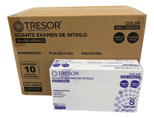 Pack 10 Cajas Guantes Nitrilo Cobalto Tresor - Elige Talla