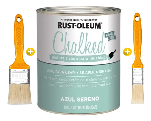 Azul Sereno Esmalte Sintetico Chalked Rust Oleum + Pinceles