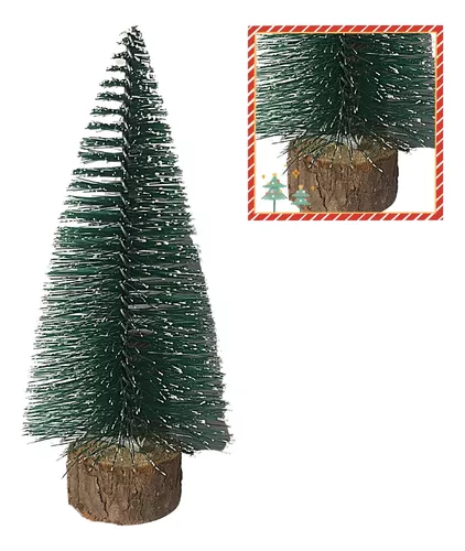 Árvore de Natal pequena, mini árvore de Natal, mini pinheiro, com base de  madeira para decoração de mesa