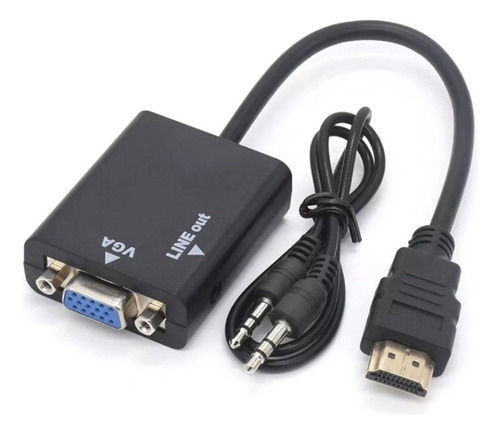 Cabo Conversor Adaptador Hdmi Vga Com Saída P2 Áudio Stereo