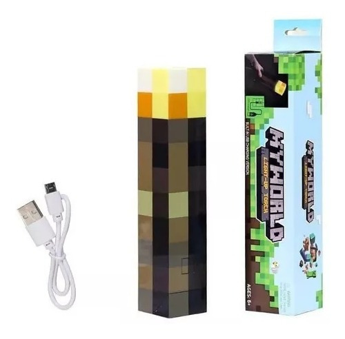 Luminária Tocha Minecraft Luz De Led De Mesa Ou Parede