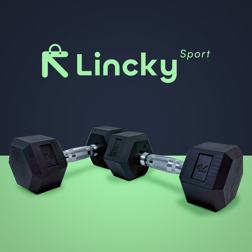 Kit De 2 Mancuernas Lincky Hexagonal Ejercicio Gym 15lb C/u