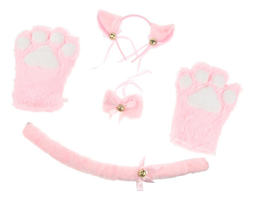 * Set De Accesorios De Cosplay Gato Felpa Guantes Gatito