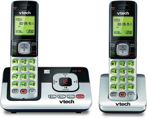 Teléfono Inalámbrico Vtech Cs6829-2 Negro Y Plateado (Reacondicionado)