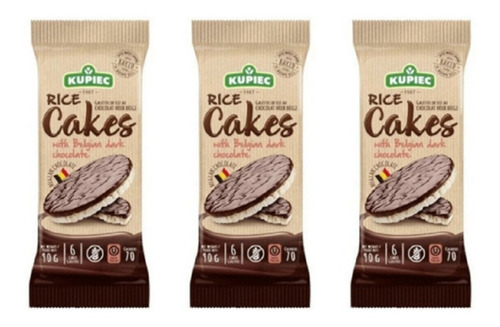 Pack Galletas De Arroz Con Chocolate Amargo Kupiec 90 Gr X 3