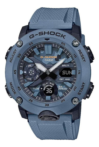 Reloj Casio Ga2000su-2a G-shock Analógico-digital-resina D Color De La Correa Azul Color Del Bisel Acero Inoxidable Color Del Fondo Azul