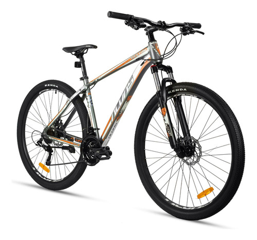 Mountain bike Alvas Pastor R29 21v frenos de disco mecánico cambios Shimano Tourney TZ500 y Shimano Tourney TY300 color gris/naranja con pie de apoyo