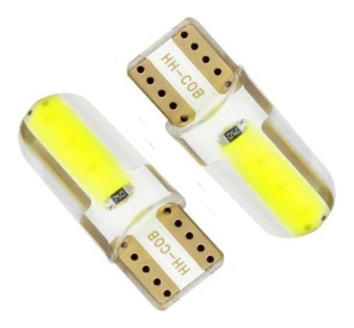 Kit 2 Lampada T10 Siliconada Cob6 Led W5w Branca 12v