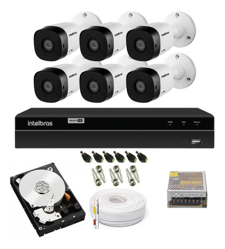 Kit 6 Câmeras Full Hd 1220 B Intelbras Dvr 8 Canais Com Hd