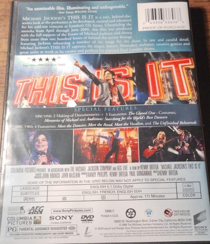 Michael Jackson- This Is It- X2 Dvd- Musica En Vivo