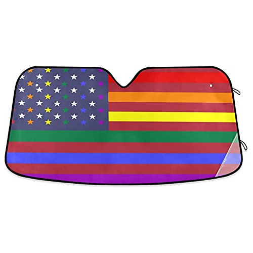 Parasol Parabrisas De Coche Bandera Arcoíris Estadouni...