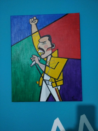 Cuadro Decorativo . Freddie Mercury. Pintura Al Oleo 40x50 