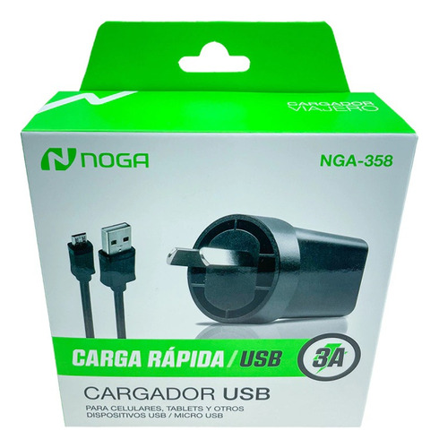 Cargador Usb Nga-358 Noga P/celulares C/cable Micro Usb