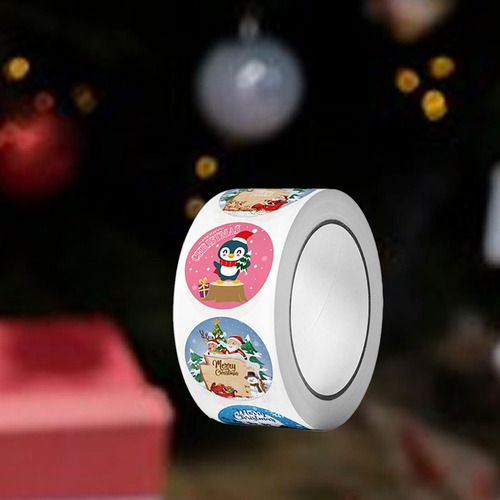 Rollo De Pegatinas Navideñas, Pegatinas Navideñas Estilo A