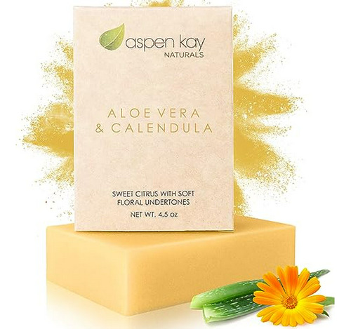 Aloe Vera Y Caléndula Jabón, 100% Natural Y Orgánico, Con Or