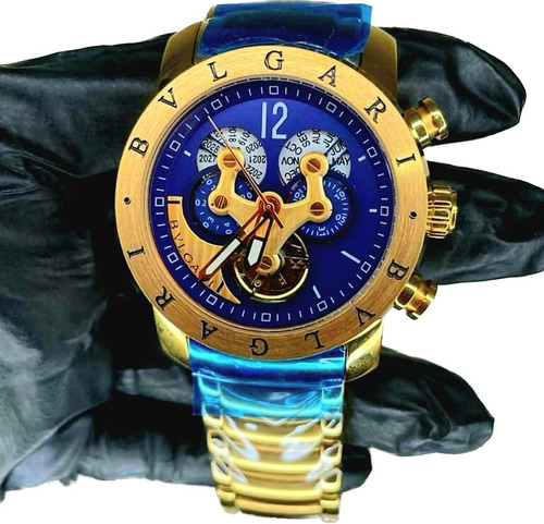 Relógio Bvgaria Venom Automático Fundo Azul